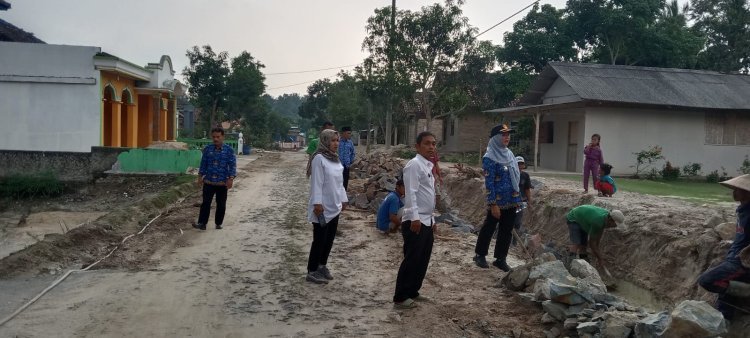 Camat Palas lakukan pengawasan pengerjaan drainase diDesa Sukabakti